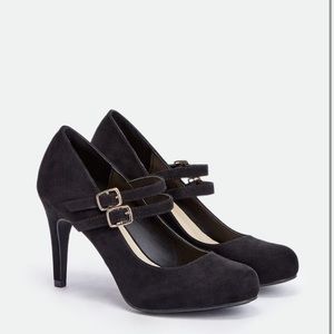 JustFab Black Double Strap Heels | Betty | Size 9